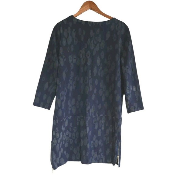 Gap Dress Womens Large Blue Leopard Print Gold Zip Hem Knee Length Cotton - Picture 6 of 7